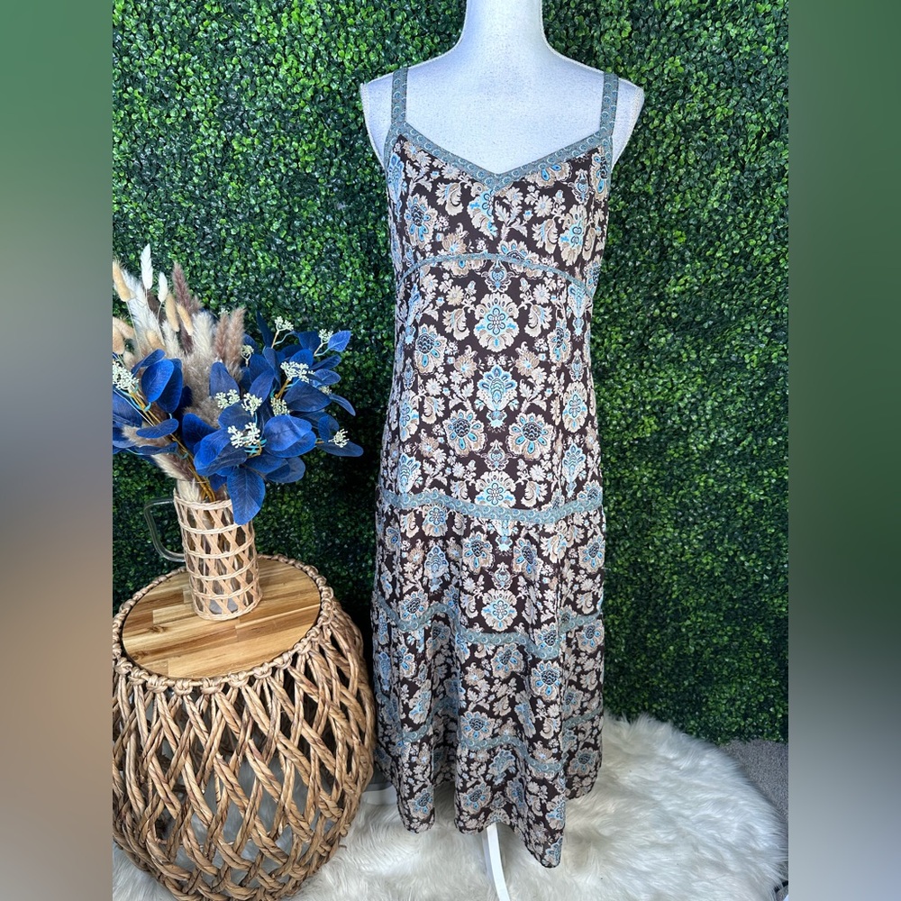 LOFT Floral paisley Maxi Dress - Brown and Blue print